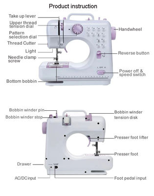 Durable Mini Electric Zigzag Sewing Machine Optional Stitch Length for Cloth Sewing