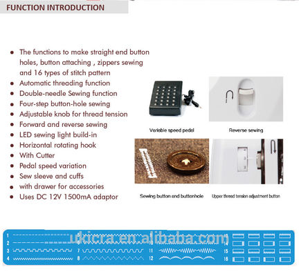 UFR-613 Home Sewing Machine 3.1kg Lightweight and Lock Stitch Formation for Stitching