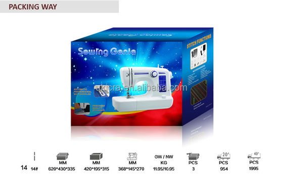 18W Multifunction Household Sewing Machine with Overall Dimensions of 384X153X247MM